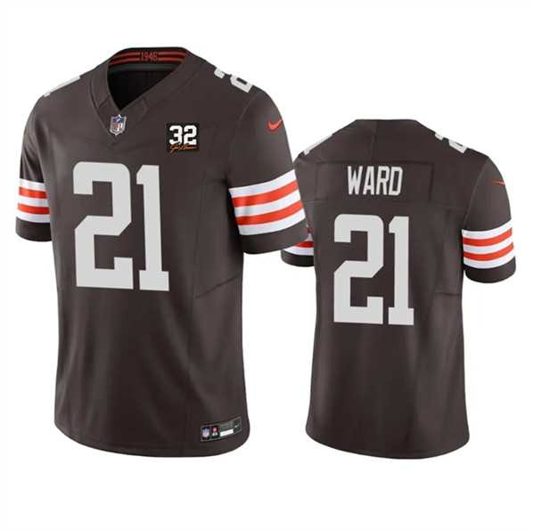 Men & Women & Youth Cleveland Browns #21 Denzel Ward Brown 2023 F.U.S.E. With Jim Brown Memorial Patch Vapor Untouchable Limited Stitched Jersey->cleveland browns->NFL Jersey